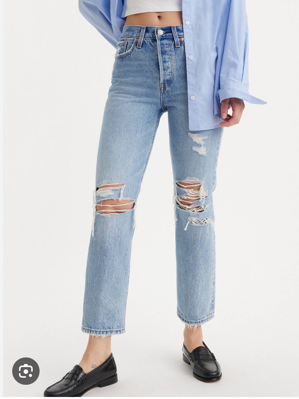 Levi's Light blue wedgie straight Ripped women’s cropped